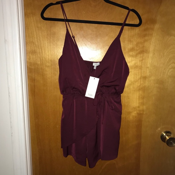 NWT TOBI Burgundy Silk Romper - Picture 1 of 3